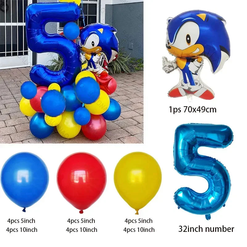 26pcs Blue Hedgehog Balloons Cartoon Sonic Balloon Baby Shower Kids Favors Birthday Party Decorations Kids Baby Shower Supplies