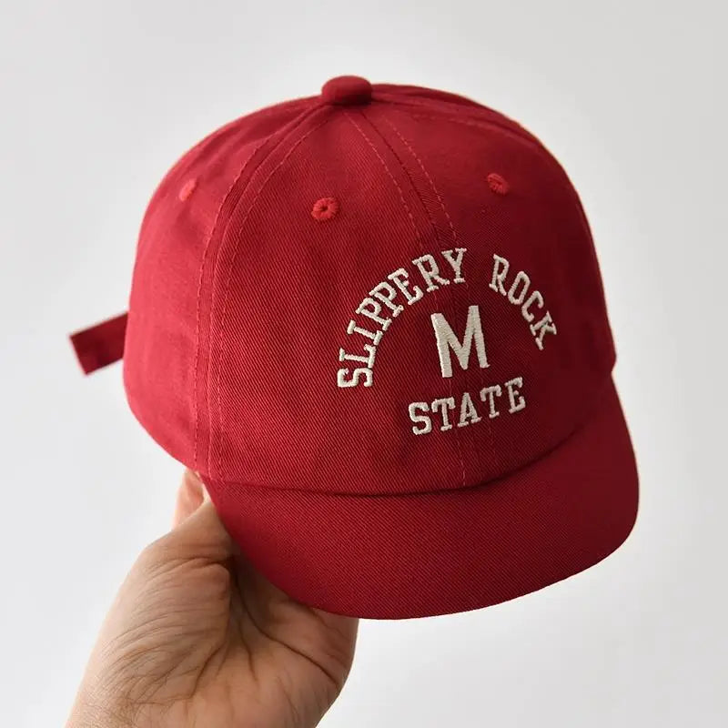 Korean Letter Embroidered Baby Cap Summer Toddler Boys Girls Cotton Baseball Caps Solid Color Kids Adjustable Peaked Hat