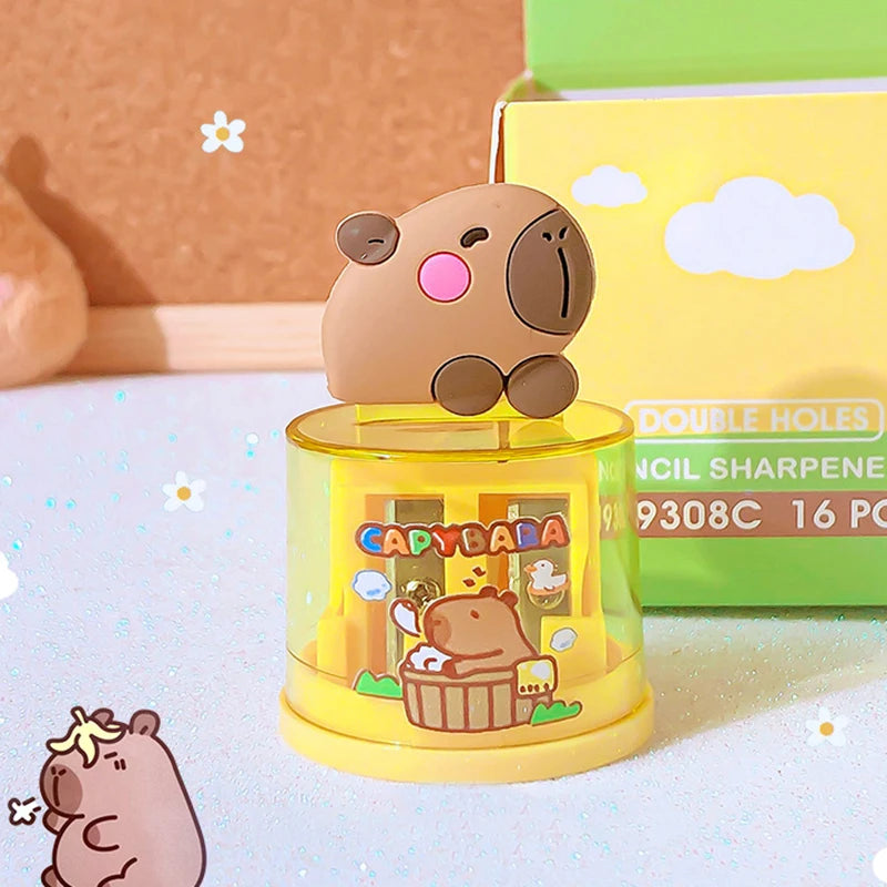Kawaii Portable Capybara Pencil Sharpener Creative Cartoon Pencil Sharpener Office School Supplies Student Stationery Gifts
