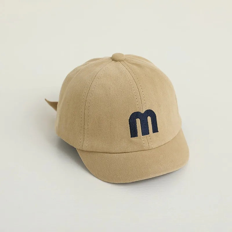 Korean Letter Embroidered Baby Cap Summer Toddler Boys Girls Cotton Baseball Caps Solid Color Kids Adjustable Peaked Hat
