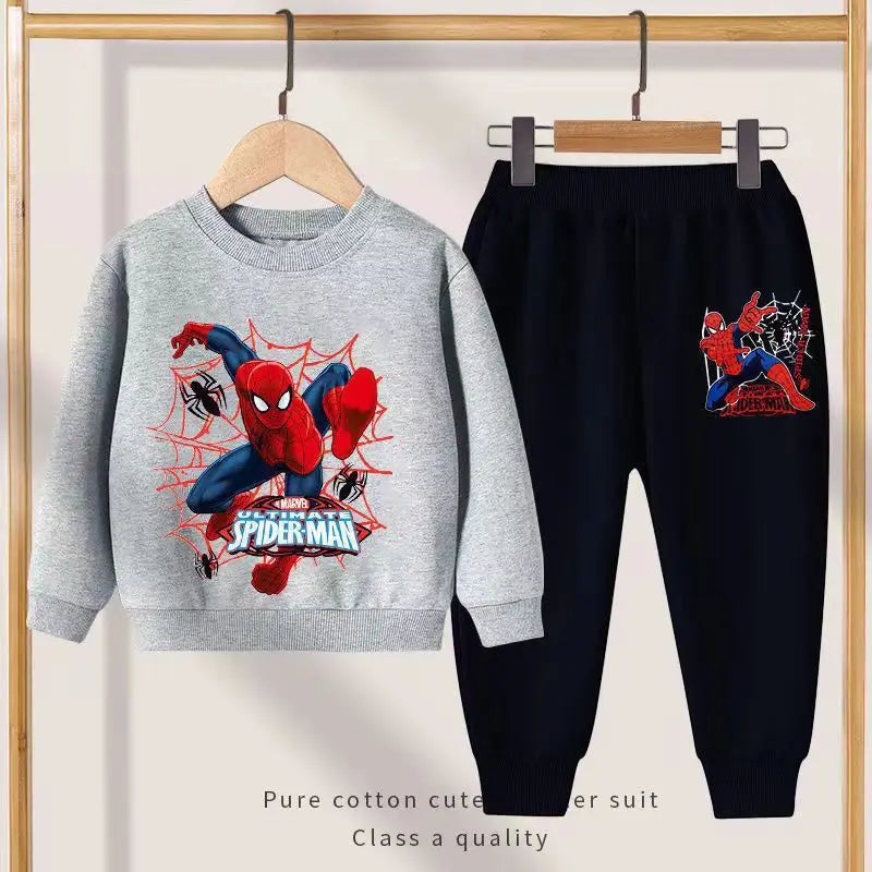 Disney Spring Autumn New Products Boys Girls Clothes Set Spider-Man Hoodies Coat + Pants 2PCS Set Casual Kids Sportswear