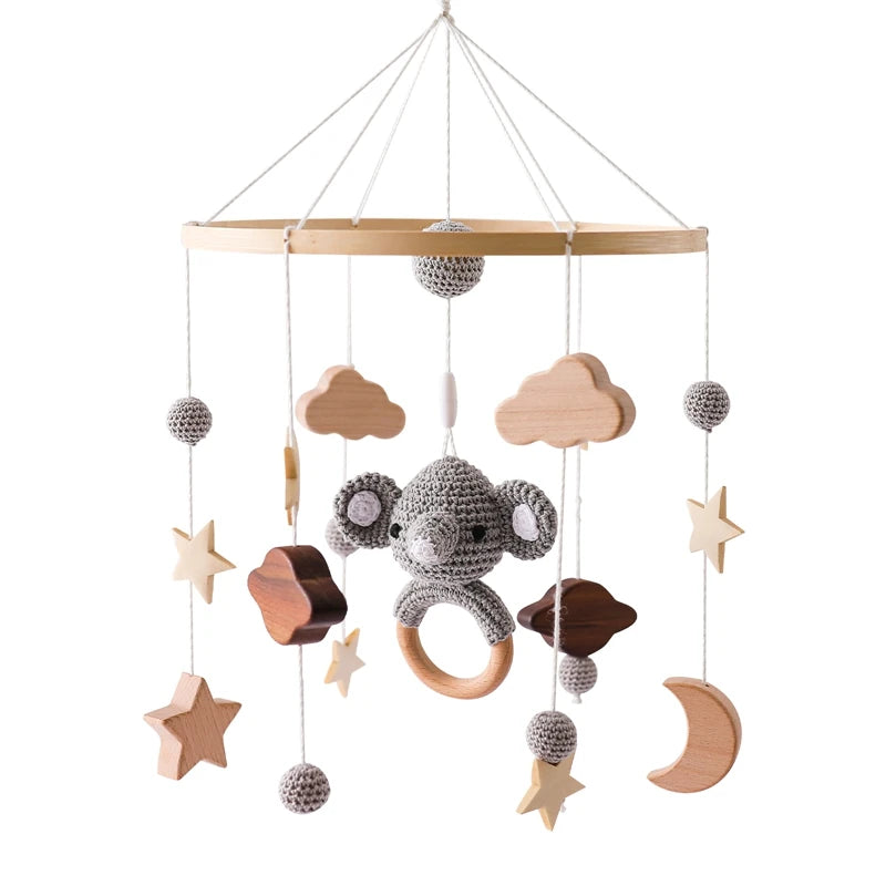 Baby Wooden Boho Rainbow Bed Bell Rattles Toys Hanging Pendant Newborn Toys Mobile Crib Bracket Montessori Toys Baby Birth Gift