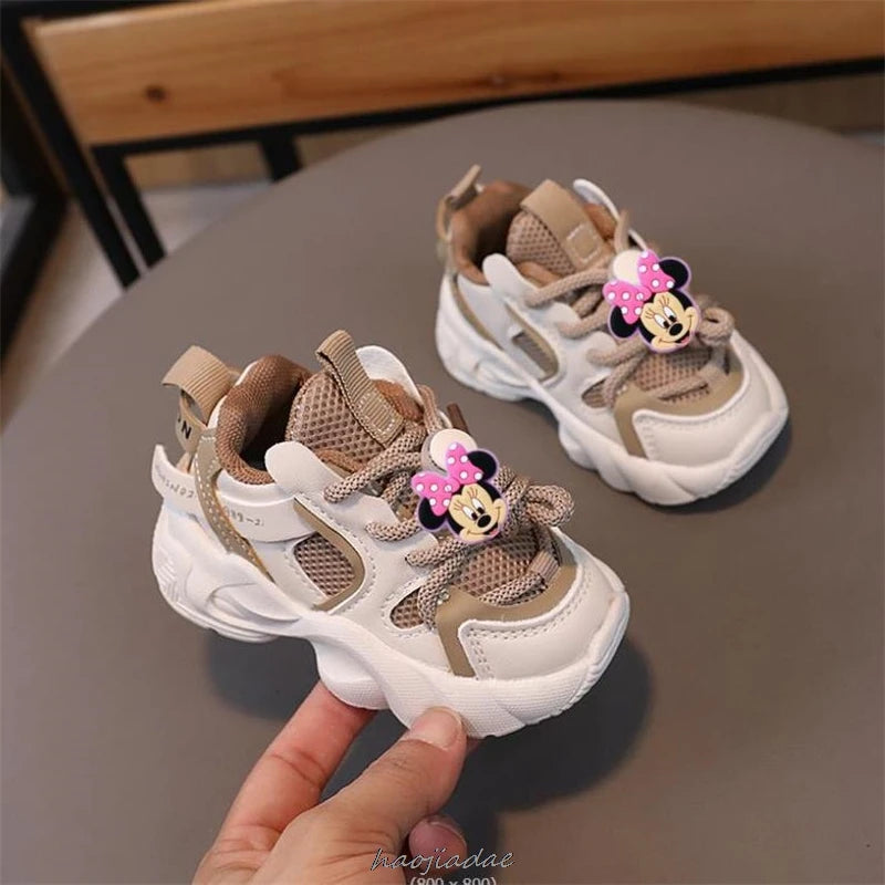 Mickey Minnie Baby Toddler Shoes For Boys Girls Breathable Mesh Little Kids Casual Sneakers Non-slip Children Sport Shoes