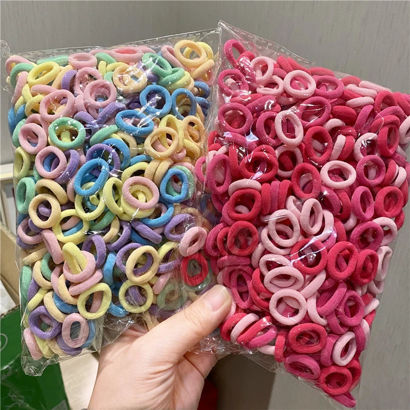 50/100Pcs Hair Bands for Children Colorful Nylon Scrunchie Hair Ties Rubber Band Kids Elastic Hair Leagues Girl Accessories