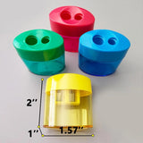 24Pcs Pencil Sharpener Manual, Assorted Small Dual Hole Pencil Sharpeners Bulk with Lid School Office Home (Oval-24)