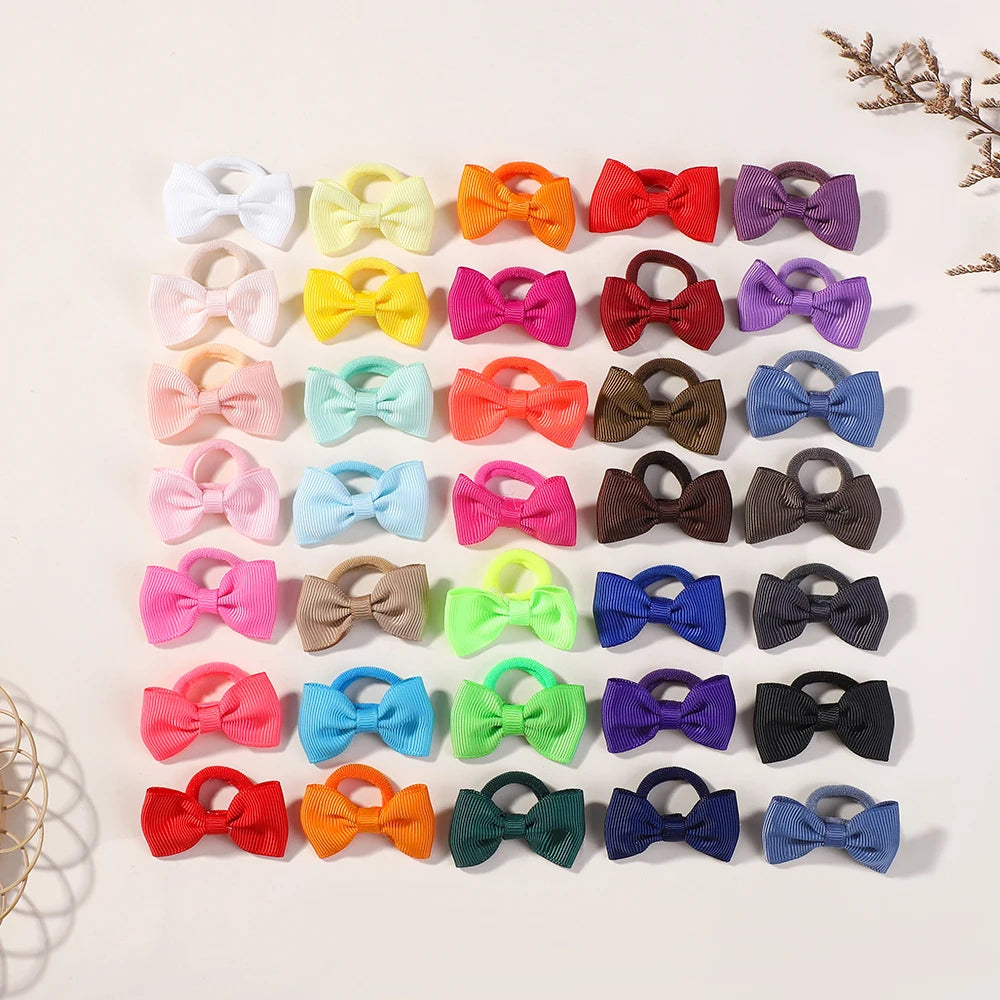 10Pcs/Set Mini Bows Elastic Hair Bands For Cute Girls Nylon Rubber Band Hair Rope Ponytail Holder Headwear Kids Hair Accessories