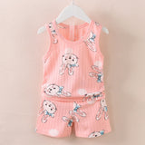 Children's Clothing Print Sleeveless Tops Shorts Cute Breathable Kids Summer Vest Shorts Set Tank Top for Baby Clothing Children