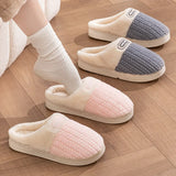 Winter Home Cotton Slippers Thick Sole Simple Design Fashion Style Keep Warm Indoor Antislip Shoes