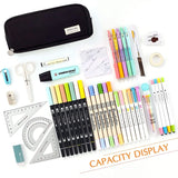 Large Capacity Pencil Case 3 Compartment Canvas for Students Box Office Student Pen Bag Stationery Back to School Supplies