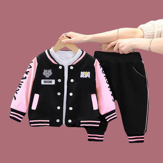 1-5 Year Baby Boy Clothing Set Spring Autumn Cartoon Tiger Baseball Coat Pants 2Pc Children Sport Suit Toddler Kid Casual Outfit