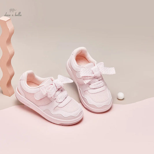 Dave Bella Kids Skate Shoes Girls Sneakers Pink Bow Casual Children Sneakers Spring Sports Tennis Shoes DB1247821